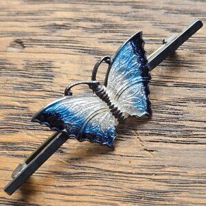 Vintage enamelled Sterling Silver Butterfly Brooch